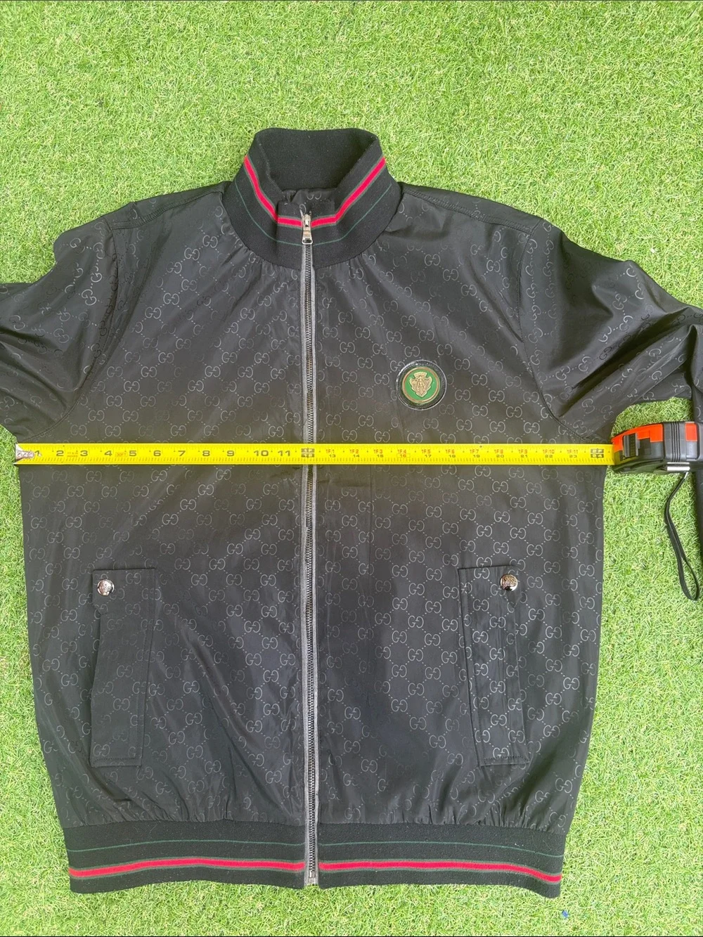 Gucci Black Bomber Jacket with Red & Green Trim